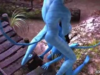 Avatar stunner анал трахкав по величезний синій член
