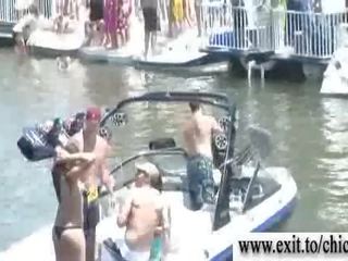 Outrageous bikini chicks at public boat party mov
