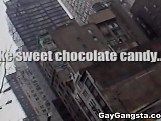 Gay Gangster do a deepthroat blowjob and super handjob