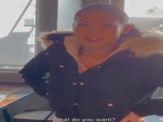 Good dirty video in the restaurant with busty Asian French Mailyne