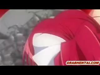 Rödhårig hentai bigboobs brutally körd av tentacles och