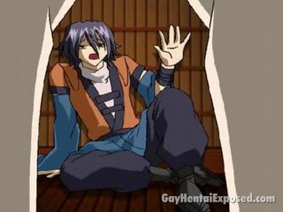 Seductive Anime Homosexual Getting Tied Up In The Sauna By Few hard up Studs