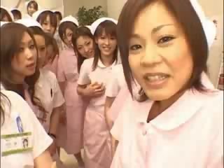 Asian nurses enjoy x rated film on top