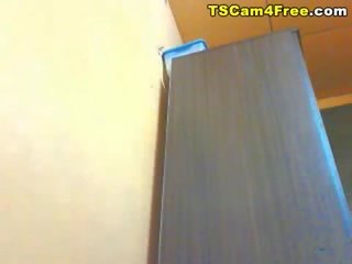 Webcam ladyboy sucks her own dick