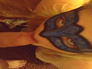 BBW Blonde with mask, introduces first camera appearance