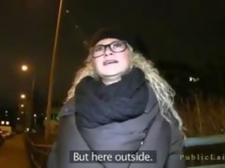 Blonde With Glasses Fucks In Public Hallway