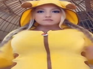 Lactating Blonde Braids Pigtails Pikachu Sucks & Spits Milk On Huge Boobs Bouncing On Dildo Snapchat x rated clip clips