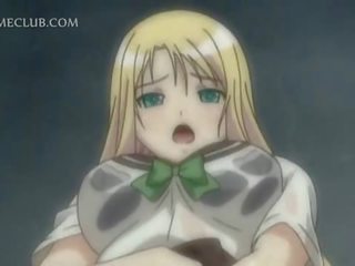 Blonde hentai teenager rubbing her pussy gets fucked
