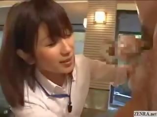 Shy Japanese Employee Gives Out Handjobs At groovy Spring