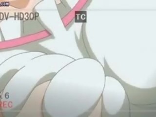 Rollig anime wird mund gefüllt von riesig peter