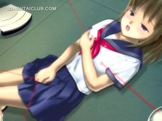 Anime stunner in school- uniform masturberen poesje